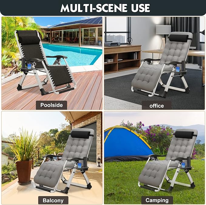 MOPHOTO Zero Gravity Chair, Outdoor Padded Lounge Chair - Image 6