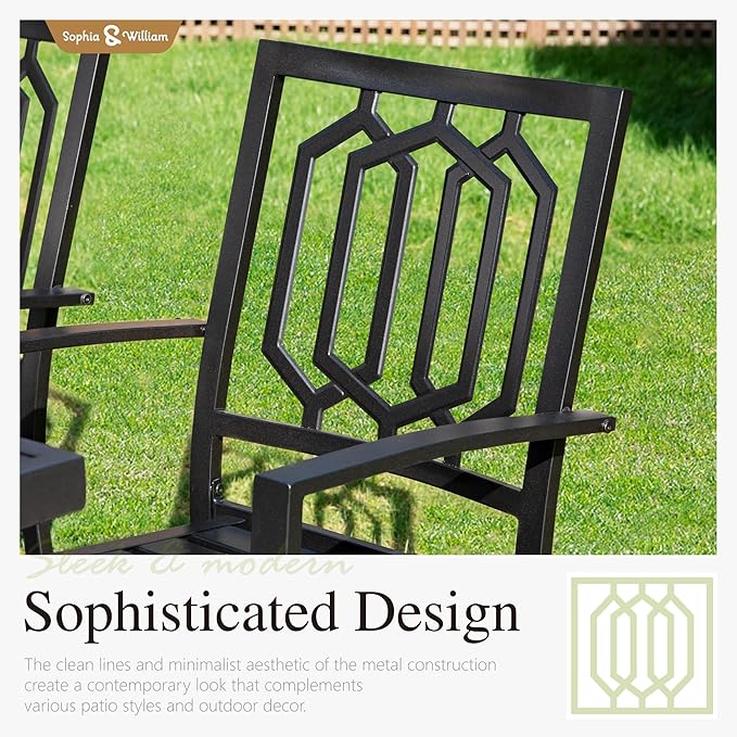 Sophia & William Round Patio Table and Chairs Set, Outdoor Dining Set for 4, 5 Piece Metal Patio Furniture, 42" Black Table(Geometry)