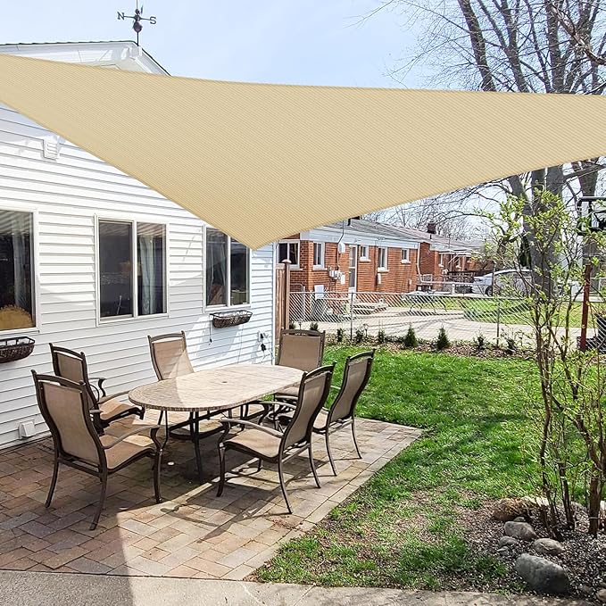 WINDSCREEN4LESS 22' x 22' x 22' Sun Shade Sail UV Block Fabric Canopy in Sand by Windscreen4less