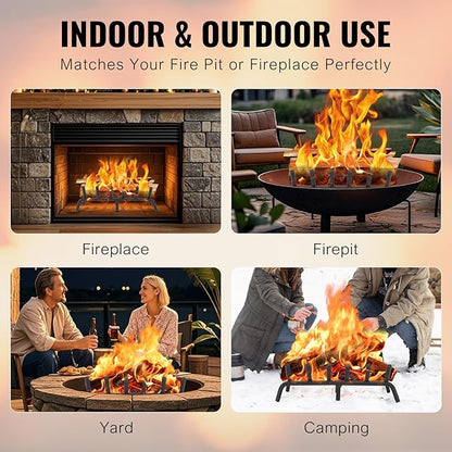 Fireplace Grate 20 inch - Fireplace Log Grates Heavy Duty Solid Round Steel | Fireplace Log Holder No Assembly | Burning Wood Log Rack for Indoor Chimney Hearth & Outdoor Camping