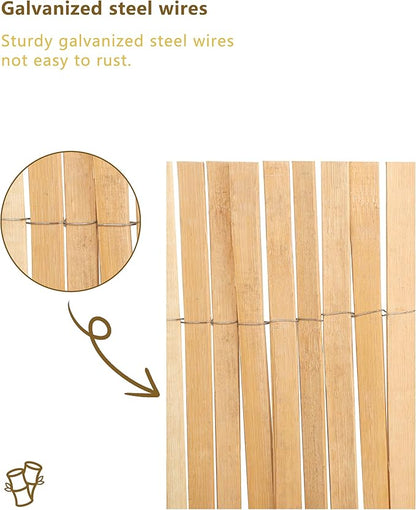 6.5ft x 13ft Bamboo Slat Screening Roll, Natural Bamboo Privacy Fence Panels for Outdoor Garden, Patio, Yard, Balcony, Privacy Screen Divider