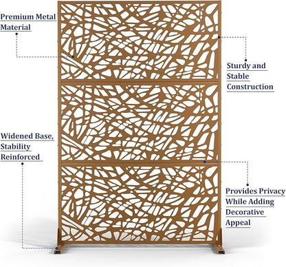 Outdoor Privacy Screen,72" H×47" W Metal Privacy Screen, Freestanding Privacy Fence Panels for Patio