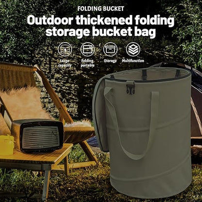 Pop up Camping Trash can with lid,Collapsible 24 Gallons Trash can with Sorting Clips,Garden Garbage Bag with Lid,Lawn and Leaf Bags - Reusable Yard Waste Bags (Green)