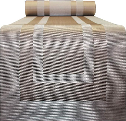 PIGCHCY 72 inches Table Runner,Table Centerpiece, Heat Resistant Vinyl Woven Washable Table Mats Sets (Champagne)