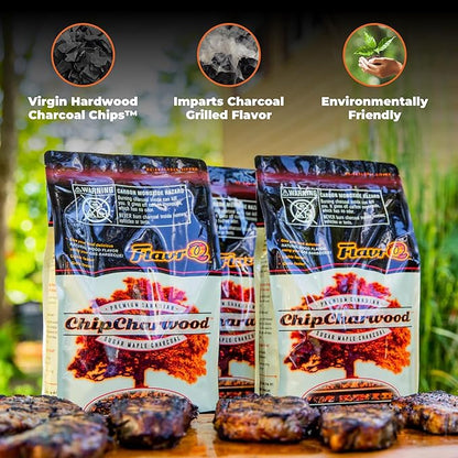 Starter Kit (Charcoal Grid and Charcoal Chips 2lbs) Convert Gas Grill to Charcoal in Minutes - All-Natural Hardwood Charcoal - Save time Compared to Cooking on Conventional Charcoal Grill.