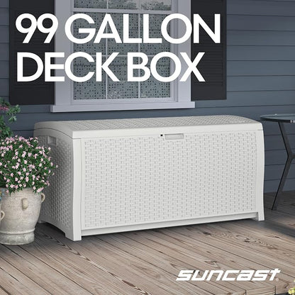 Suncast 99 Gallon Wicker Horizontal Outdoor Deck Box - Image 3