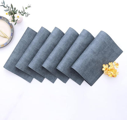 Homaxy Faux Leather Heat Resistant Placemats for Dining Table Set of 12, Waterproof Wipeable Washable PU Table Mats, Easy to Clean Anti-Slip Place Mats, 11.8" x 17", Blue