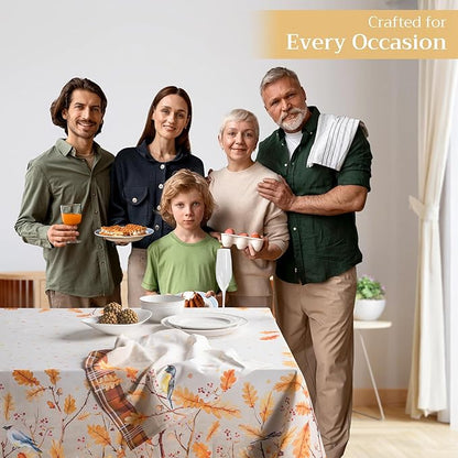 Maison d' Hermine Table Cloth Rectangle Table 100% Cotton 70 x 120 Inches Fall Tablecloth Reusable Everyday Use for Thanksgiving Christmas Decorations Dining Farmhouse Party (Oak Leaves)