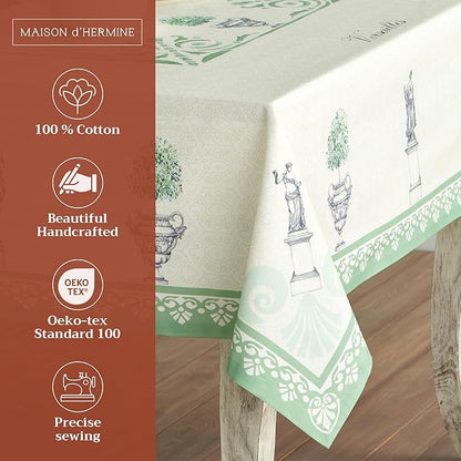 Maison d' Hermine Table Cloth Square Table 100% Cotton 54 x 54 Inches Tablecloth Reusable Decorative for Dining Room, Farmhouse, Home, Party, Festive & Wedding Spring Summer - Jardin Du Roy