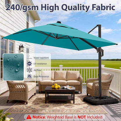 10' X 10' Patio Umbrella Cantilever Outdoor Rectangle Umbrella, Heavy Duty - Image 5