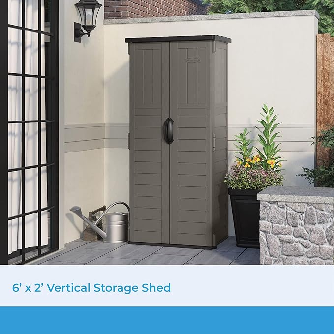 Suncast 22 Cu Ft, Vertical Storage Shed, Pad-Lockable Double Doors - Image 2