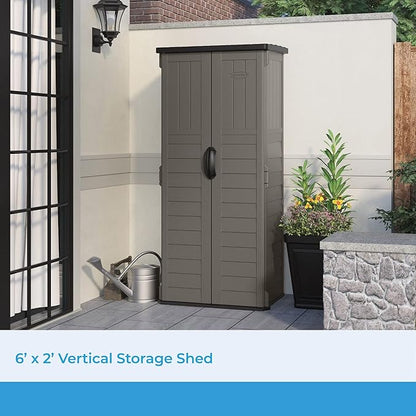 Suncast 22 Cu Ft, Vertical Storage Shed, Pad-Lockable Double Doors - Image 2