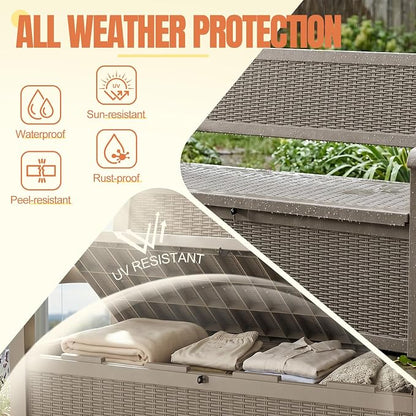 Storage Bench Outdoor Deck Box, 100 Gallon Lockable Patio Furniture, - Image 2