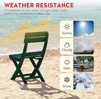 Costaelm Paradise 3-Piece Outdoor HDPE Folding Patio Bistro Table and Chairs, Dark Green