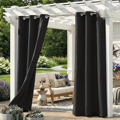 Set of 6 Outdoor Curtains for Patio Waterproof, Breathable Grommet Panels for by Sunshelf