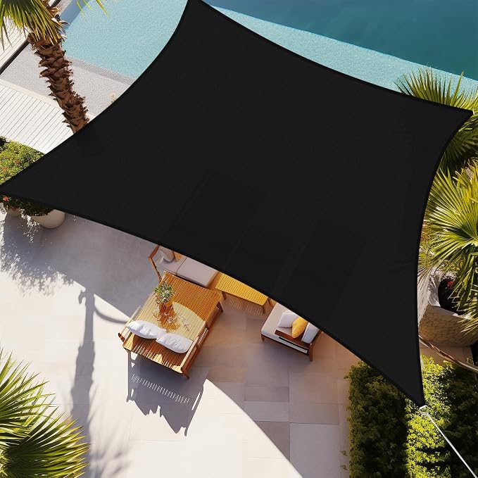Shade&Beyond 10'x26' Sun Shade Sail Canopy Rectangle, UV Block Breathable Black by ShadeBeyond