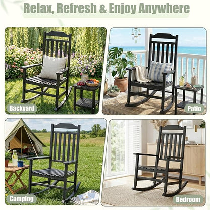Outdoor Rocking Chairs Set of 2, Weather-Resistant Rocking Chair Ergonomic | - Image 7