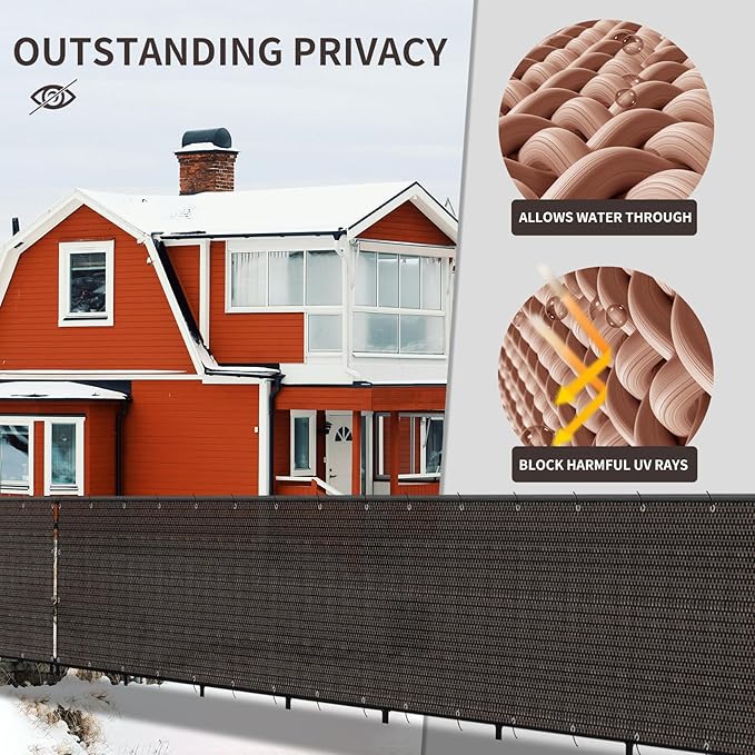 LOVE STORY Custom Size 2'6''x27' Brown Balcony Privacy Screen,UV Block Privacy Fence Screen,90% Shield for Outdoor Pool Garden Apartment Railing