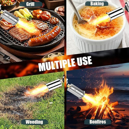 Propane Torch Gun, Powerful Cooking Grill Torch Gun, Adjustable Flamethrower Multi Use Blow Torch for BBQ, Campfire, Charcoal Wood Grills Lighter(Tank Not Included)