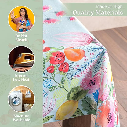 Maison d' Hermine Table Cloth Rectangle Table 100% Cotton 60 x 120 Inches Tablecloth Reusable for Dining Room, Farmhouse, Home, Party, Festive & Wedding Spring Summer - Jardin D'Ete - Mint