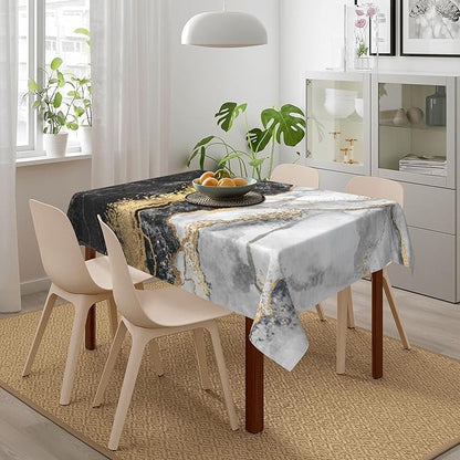Worltoldb Marble Print Tablecloths Polyester Table Cloth for Kitchen Dinning Table Modern Washable Table Cover for Parties Wedding Picnic