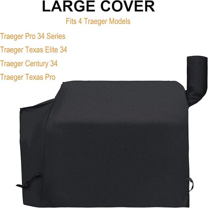 i COVER Pellet Grill Cover- Fits Traeger 34 Series and Pro 780 Grills and Smokers Heavy Duty Water Proof Patio Outdoor Canvas BBQ Covers, for Traeger 34/780 Collection Barbeque and Smoker