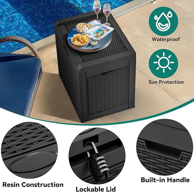 YITAHOME 32 Gallon Outdoor Storage Box | Water Resistant Resin Deck Box - Image 3