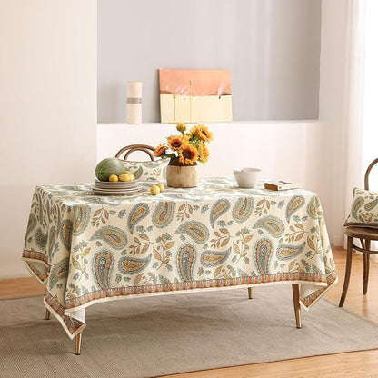 patdrea Designer Vintage French Long Rectangle Table Cloth,Italian Floral Wrinkle Free Farmhouse Tablecloth,Decor Table Cover for Kitchen Dining,Christmas,Tea Party,Thanksgiving,63"x94"-Lysaniya