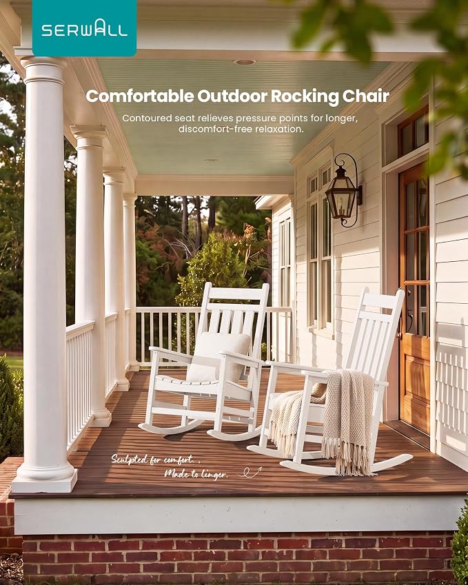 SERWALL Outdoor Rocking Chair Set of 2, Oversized Rocker - Image 9