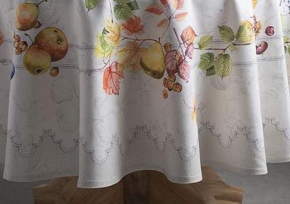 Maison d' Hermine Table Cloth Round Table 100% Cotton 63 Inches Fall Tablecloth Reusable Everyday Use for Thanksgiving Christmas Decorations Dining Farmhouse Party (Fruit D'Hiver)