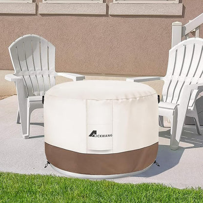 Fire Pit Cover for Solo Stove Bonfire,600D Tear-Resistant Heavy Duty Durable 100% Waterproof 20-22 Inch Smokeless Fire Pit Cover, Patio Weatherproof Gas Fire Pit, Beige 22"x16"
