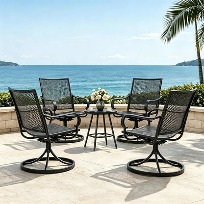 Outdoor Patio Dining Chairs Set of 4, All-Weather Metal Mesh Chairs by Unknown
