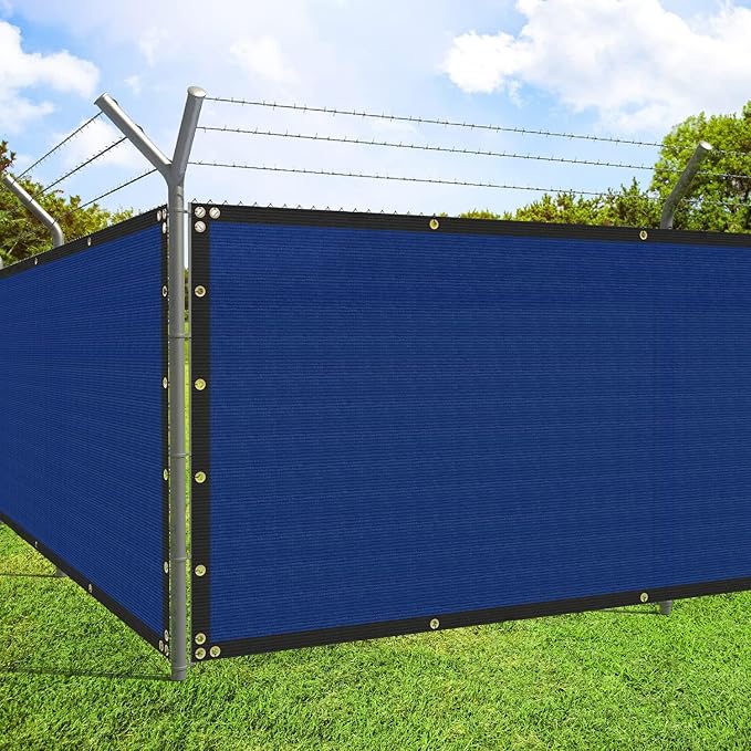 ECOOPTS 8'x203' Privacy Fence Screen Windscreen with Copper Grommets, Fit for Commercial Fence and Residential Garden Outdoor 90% UV Blockage, Cable Zip Ties Included (Blue)