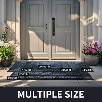Yimobra Large Door Mat Outside Entrance 36x24, Waterproof Heavy Duty Outdoor Mats for Front Door, Non Slip Rubber Entry Mat for Garage Patio Indoor, Easy Clean, Blue