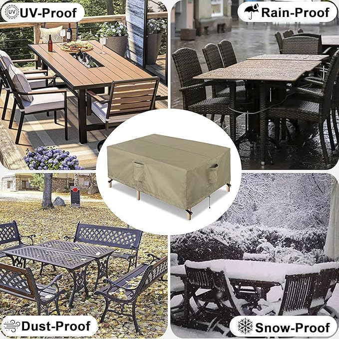 OutdoorLines Outdoor Waterproof Patio Table Furniture Set Covers - Square Couch Sectional Cover Outside Weatherproof Patio Furniture Covering for Deck, Lawn and Backyard 84" L x 84" W x 28" H, Camel