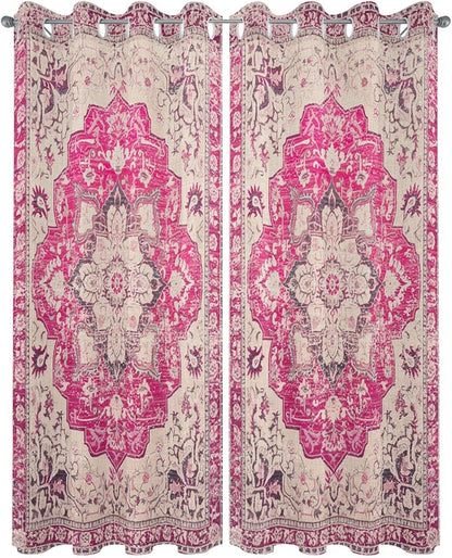 Pink Bohemian Outdoor Curtains for Patio Waterproof, Grommet Privacy Curtain - Image 2