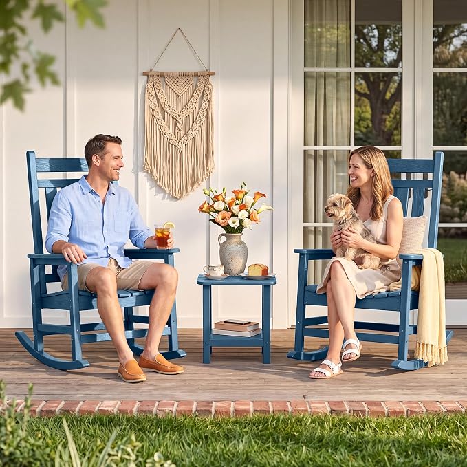 SERWALL Outdoor Rocking Chair Set of 2, Oversized Rocker - Image 5
