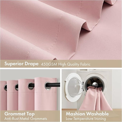 MIULEE Light Pink 100% Blackout Short Curtains - Image 7