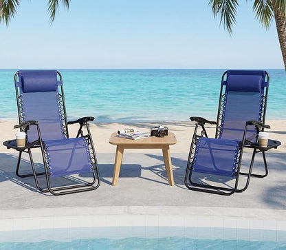 Chaise Lounge Chair Outdoor Set of 2, Oversized Zero Gravity Chair, Lawn Chairs - Image 2