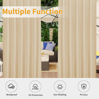 Easy-Going Outdoor Patio Curtains 2 Panels, 54x108 inch, Porch and Pergola - Image 5