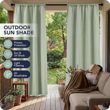Outdoor Curtains for Patio Waterproof, 8 Panels, Rod Pocket | Weatherproof & - Image 3