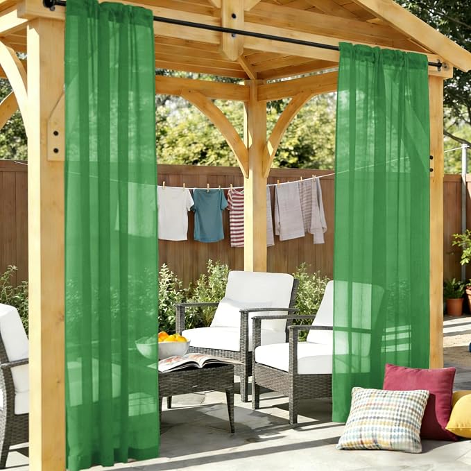 Outdoor Sheer Curtains for Patio Waterproof, 4 Panels Rod Pocket Indoor/Outdoor - Image 7