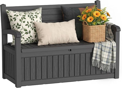 Garden Bench, Outdoor Storage Bench, Resin Patio Furniture Seating | by ATMELT