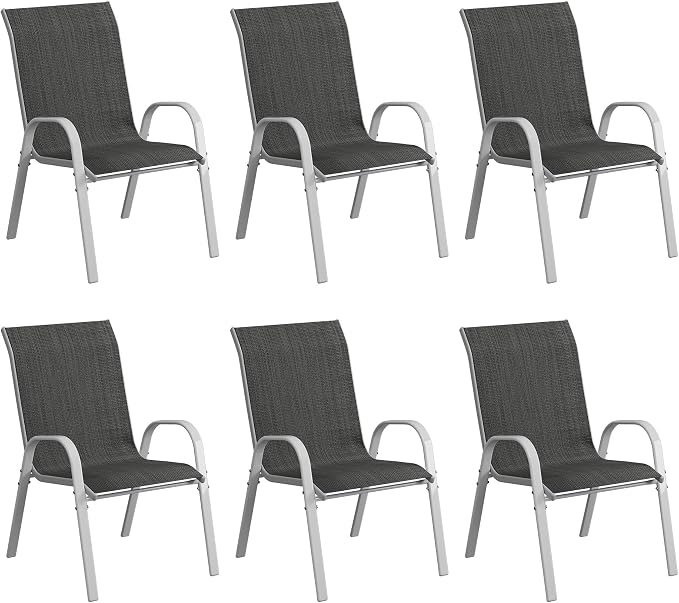 Amopatio Patio Chairs Set of 6, Stackable Outdoor Dining Chairs by Amopatio