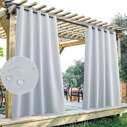 Outdoor Curtains for Patio W70 x L95 Inch Greyish White, 1 Panel | Thick Fabric by StangH