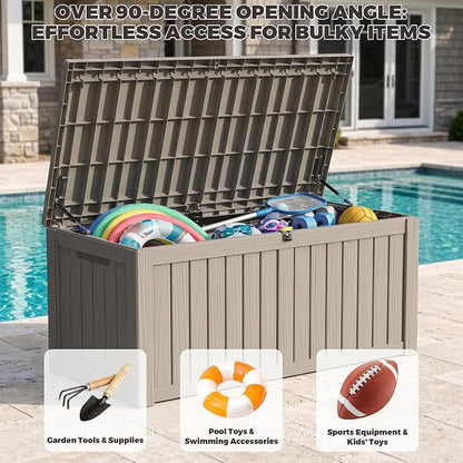 Outdoor Storage Box, 150 Gallon Waterproof Deck Box, Piston-Assisted Resin Trunk - Image 8
