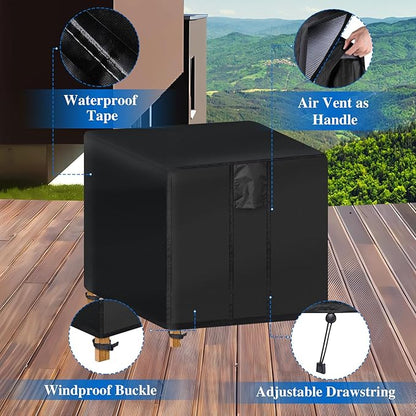Fire Pit Cover Square- Waterproof Firepit Covers Square (36L x 36W x 24H inches, Black) Outdoor Fireplace Cover Weatherproof and Non Fading