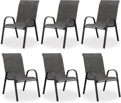 Patio Dining Chairs Set of 6, Outdoor Stackable Dining Chairs High Back by VonzoyHome