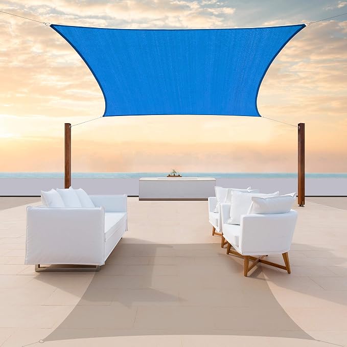 Colourtree TAPR0810 Custom Size 8' x 15' Blue Sun Shade Sail UPF50 Canopy UV by ColourTree