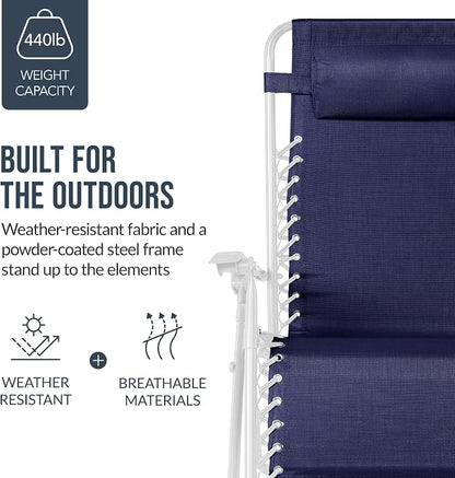 Best Choice Products Set of 2 Extra Wide Adjustable Steel Mesh Zero Gravity - Image 6